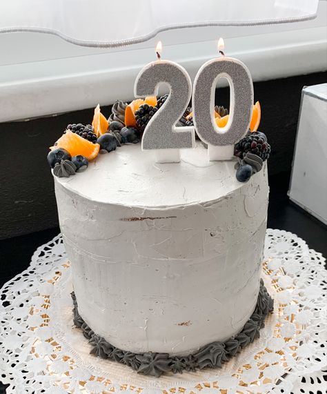 Grey Cake Birthday For Men, Cake Birthday For Men, Twenty Cake, Grey Cake, Desserts Cake, Cake Desserts, Birthday Cake, For Men, Cake