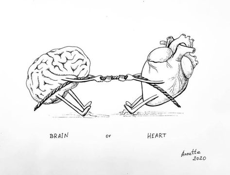 fantasy ink fineliner drawing Heart Vs Mind Drawing, Brain Heart Drawing, Giving Heart Drawing, Heart And Brain Drawing, Brain Drawing Aesthetic, Brain And Heart Drawing, Brain On Heart Off, Mind And Heart Tattoo, Heart And Brain Art