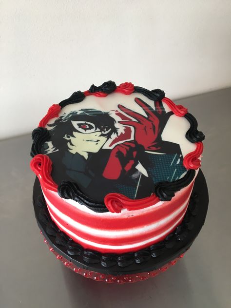 #persona5#persona5joker Joker Birthday Cake, Joker Birthday, Joker Cake, 5th Birthday Cake, Baking Stuff, Persona 5 Joker, Beautiful Birthday Cakes, Diy Birthday Decorations, Beautiful Birthday