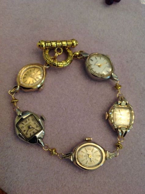 Vintage Bracelet Aesthetic, Things To Do With Old Watches, Old Trinkets, Victoria Paris Jewelry, Jewelry Design Ideas, Watch Rings, Clock Bracelet, Watch Ring, Artsy Jewelry