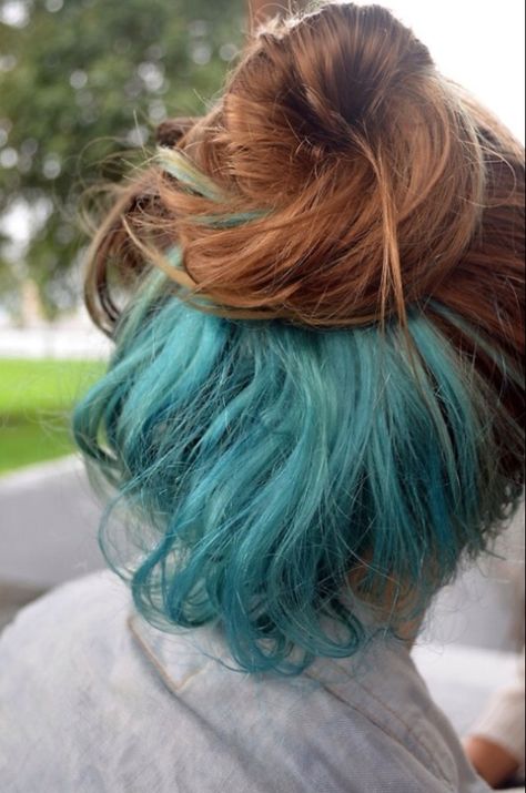 Blue under layer hair Half Down Dyed Hair, Half Up Half Down Dyed Hair, Blond Rose, Half Dyed Hair, Underlights Hair, Best Hair Dye, Dyed Hair Blue, Teal Hair, Bright Hair Colors