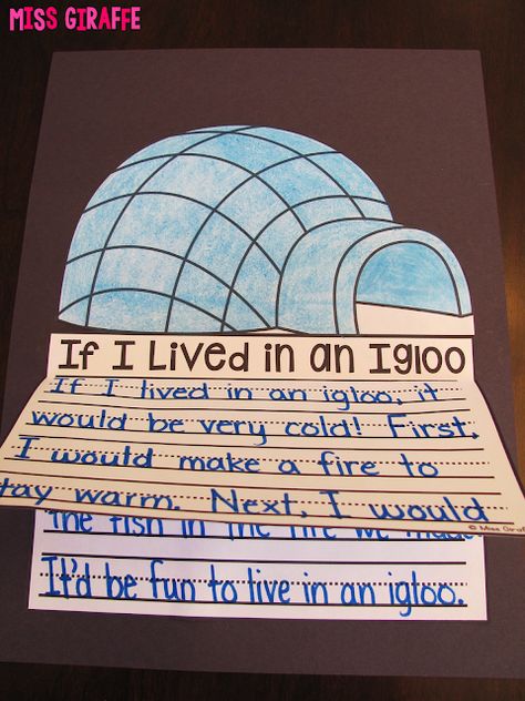 Igloo craft for kids to write about what it would be like if they lived in an igloo which is a fun and cute winter writing prompt to practice creative writing Igloo Craft For Kids, Igloo Craft, School Writing Prompts, Writing Nonfiction, Winter Writing Activities, January Writing, Winter Writing Prompts, December Writing, Second Grade Writing