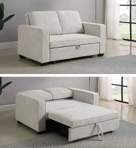 Office Loveseat Small Spaces, Love Seat Sofa Small Spaces Living Room, Love Seat In Office, Office With Small Couch, Small Couch To Bed, Bedroom With Couch Layout Small Spaces, Pull Out Loveseat, Reading Couch Small Spaces, Small Office Seating Ideas