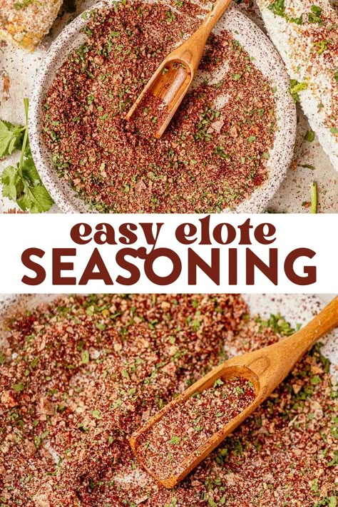 This homemade Elote seasoning is the perfect blend of spicy, sweet, and smoky, adding bold Mexican flavor to any dish. That's right — it's not just for making a fantastic Mexican street corn. Use it to add spicy flavor and a touch of heat to grilled meats, roasted veggies, taco dishes, or even popcorn! Corn Dips, Everything But The Elote Seasoning, Easy Elote, Corn Seasoning, Elote Seasoning, Corn Grilled, Freezing Corn, Recipes Corn, Corn Side