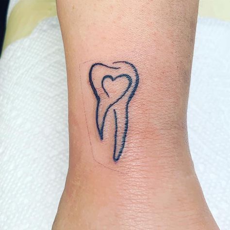 Cute Tooth Tattoo Ideas, Tooth Tattoos Dental, Cute Tooth Tattoo, Small Tooth Tattoo, Dental Tattoo Ideas Dentists, Dentistry Tattoo, Dental Tattoo Ideas, Teeth Tattoo Ideas, Tooth Tattoo Ideas