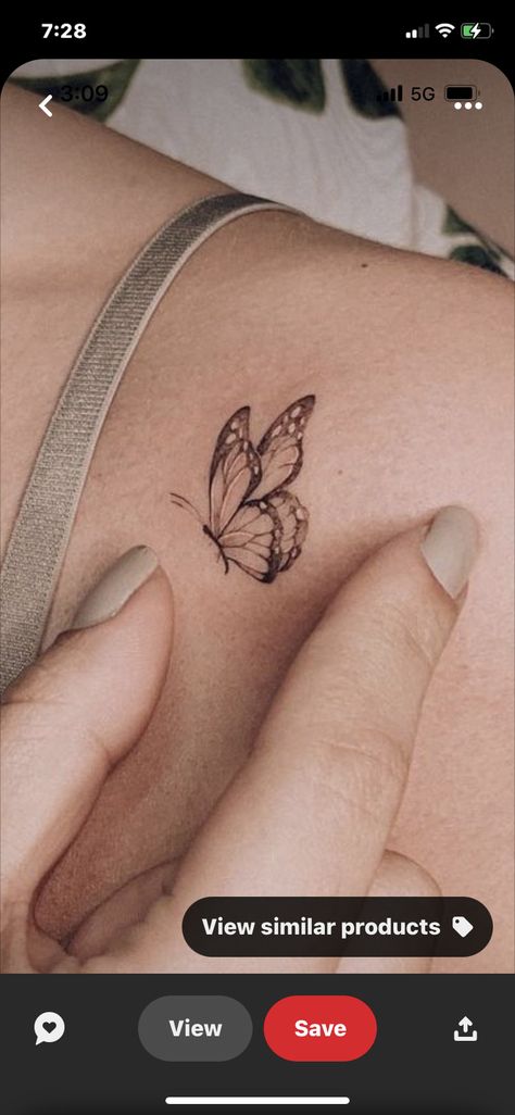 Deer Butterfly Tattoo, Landed Butterfly Tattoo, Deer And Butterfly Tattoo, Butterfly Landing Tattoo, Landing Butterfly Tattoo, Butterfly Landing On Flower Tattoo, Tm Tattoo, Side Butterfly Tattoo, Butterfly Landing