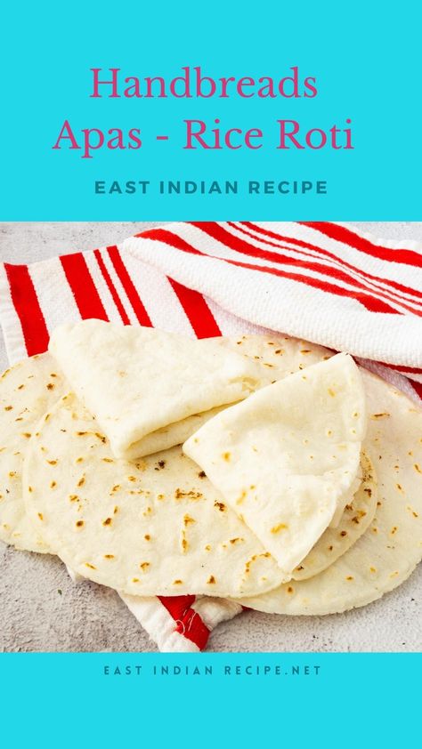 The East Indian handbreads are made with rice flour. Traditionally, the rice flour is cooked twice, first in hot water called khoi then as the laden bread itself. Today I share with you the authentic East Indian apas #eastindian #eastindianbread #handbreads #handbreadroti #apas #riceapas #ricerotis #riceflatbread #ricebreads #eastindianapas #eastindianhandbreads Healthy Flatbread, Rice Flour Recipes, Rice Bread, Asian Rice, Hot Bread, Indian Rice, Easy Camping Meals, Indian Bread, Flat Bread