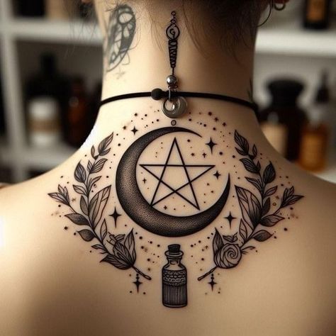 Simple Chest Piece Tattoos For Women, Witchy Back Tattoo Ideas, Vampire Lady Tattoo, Witchy Chest Tattoo Female, Witchy Tattoo Ideas Witchcraft, Eyeballs Tattoo, Witchy Back Tattoo, Witch Tattoos For Women, Pagan Tattoo Ideas