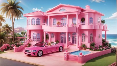 Barbie Convertible, House Barbie, Carnival Birthday Party Theme, Home Structure, Luxury Houses Mansions, Photo Dream, Carnival Birthday Parties, Malibu Barbie, Pink Car