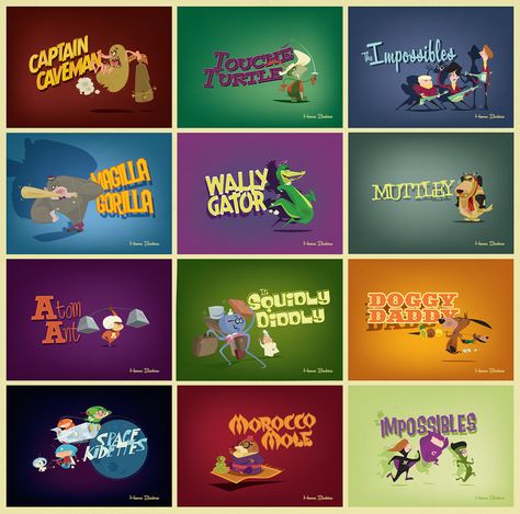 Hanna Barbara Title Cards on Behance Hanna Barbara Art, Horse House, Riverside Museum, Brandon Johnson, Baby Tattoo, Bad Robot, Legendary Pictures, Comic Font, Hanna Barbera Cartoons