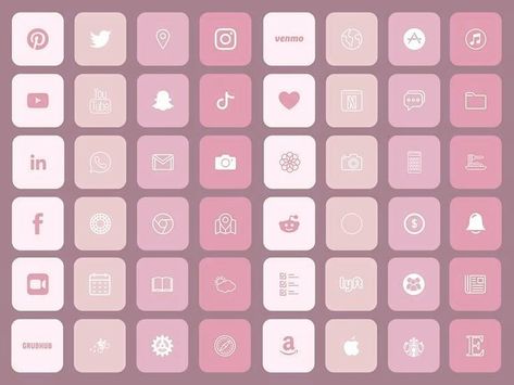 Iphone Apps Design Icons, Cute Pink Icons, Pink Icons For Apps, App Icons Pink, Ipad Essentials, Mobile App Icon, Zestaw Ikon, Pink Icons, Cute App