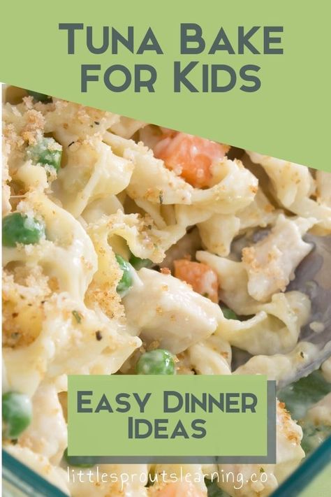 I love it when I find a recipe combination that my daycare kids are crazy about. This tuna bake for kids is an easy dinner idea, can be made ahead, freezes great, and pleases a crowd. Tuna Bake Recipe, Kids Friendly Meals, Easy Tuna Recipes, Tuna Loin, Tuna Bake, Fillet Recipes, Loin Recipes, Tuna Pasta Bake, Canned Tuna Recipes