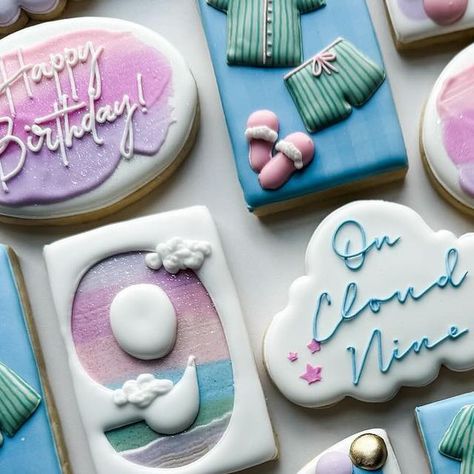 Cacey Cox on Instagram: "Sloane is On Cloud Nine! ☁️  . . . #caceyscakery #sugarcookies #edibleart #cookieart #cookieofinstagram #customcookies #royalicingcookies #oncloud9 #oncloudnine #cute #pastels #birthday #birthdaycookies" Cloud Nine Cookies Decorated, Cloud 9 Birthday Cookies, On Cloud 9 Cookies, Cloud 9 Cookies, Cloud Cookie, 9 Birthday, On Cloud Nine, Cloud Nine, Cookie Art