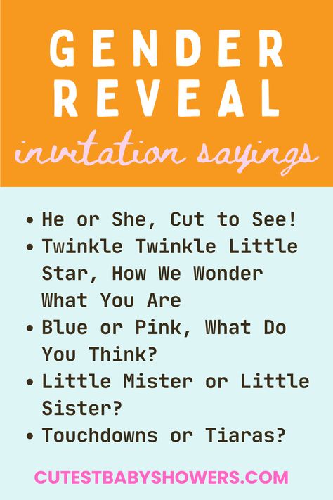 Gender Reveal Party Invitation Sayings Baby Gender Reveal Party Ideas, Gender Reveal Party Ideas, Reveal Party Ideas, Modern Baby Shower Games, Diaper Cake Centerpieces, Shower Prizes, Baby Shower Registry, Baby Shower Prizes