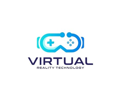 Vector virtual logo | Premium Vector #Freepik #vector #vr-logo #connect #3d-technology #technology Vr Logo Design, Vr Logo, Mind Logo, Ar Logo, Virtual Reality Technology, 3d Technology, Vr Games, Cafe Interior Design, Game Logo