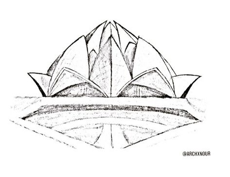 Temple Sketch, Sketch Step By Step, Lotus Temple, Pencil Artwork, Architecture Rendering, Art Pencil, Architecture Student, Art And Architecture, Lotus