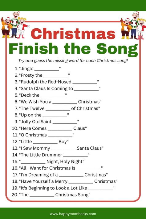 Best Free Printable Christmas Games for Parties | Happy Mom Hacks Holiday Printable Games, Christmas Games Paper Free Printable, Christmas Paper Games For Adults, Christmas Mystery Game For Kids, Christmas Games For Family Top 10 Fun Party Ideas, Think Fast Christmas Game Free Printable, Christmas Enrichment Activities, Christmas Office Party Games For Adults, Christmas Games For Nursing Homes