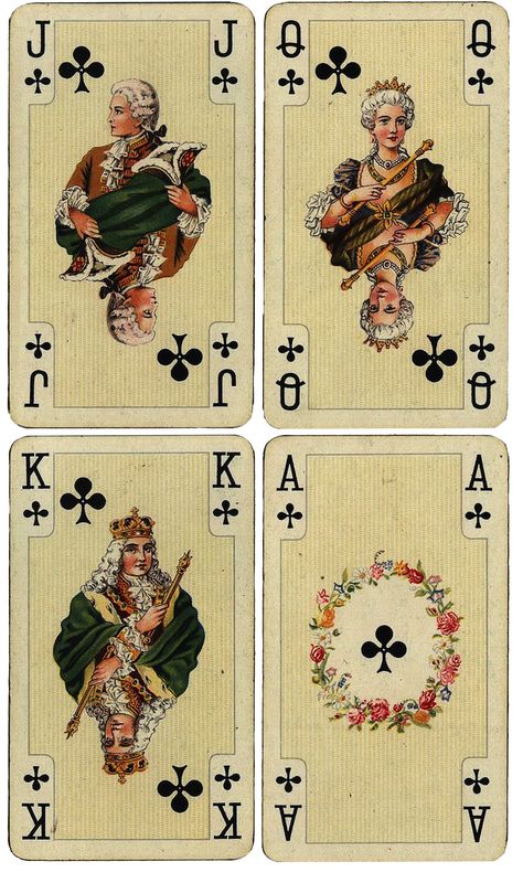 Wings of Whimsy: Antique French Playing Cards - Clubs - free for personal use #ephemera #printable #vintage Ephemera Folder, Images Victoriennes, Cool Playing Cards, Scrapbook Printable, Art Alphabet, Playing Cards Art, Printable Collage Sheet, Queen And King, Playing Cards Design