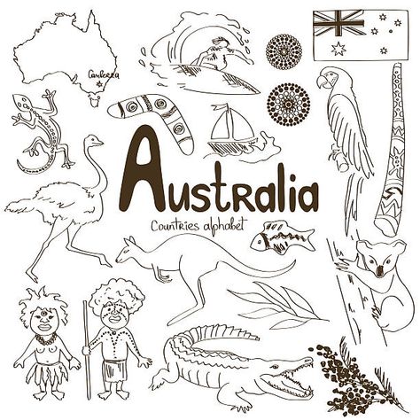 Australia Tattoo, Planner Doodles, Learn To Sketch, Cool Doodles, Australia Map, Dot Journals, Doodle Illustration, Geometric Animals, Kids Journal