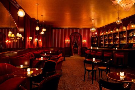 Is This the Sexiest Bar in New York City? | The Nines New York Red Velvet Curtains, The Ritz Paris, Jazz Lounge, Wythe Hotel, Jazz Bar, Piano Bar, Romantic Restaurant, London Bars, Bar Interior