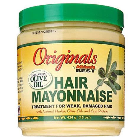 Africas Best Orig Hair Mayonnaise 15 Ounce Jar (443ml) Hair Mayonnaise, Olive Oil Shampoo, Olive Hair, Homemade Hair Mask, Olive Oil Hair, Egg Protein, Natural Hair Mask, Daucus Carota, Hair Protein