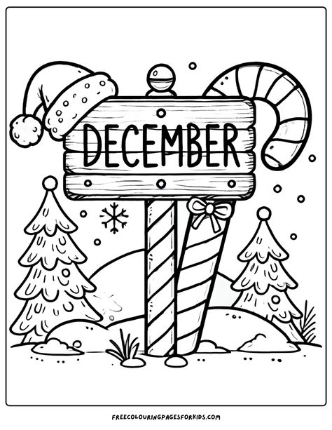 a sign saying december in the snow with candy canes for posts Hello December Coloring Page, Christmas Colouring Sheets For Kids, Adult Christmas Coloring Pages Printable, Christmas Colouring Sheets, Christmas Coloring Pages Easy, Cute Coloring Pages Christmas, Christmas Colouring Pages For Kids, Cute Coloring Pages Printable, Christmas Coloring Sheets Free Printable