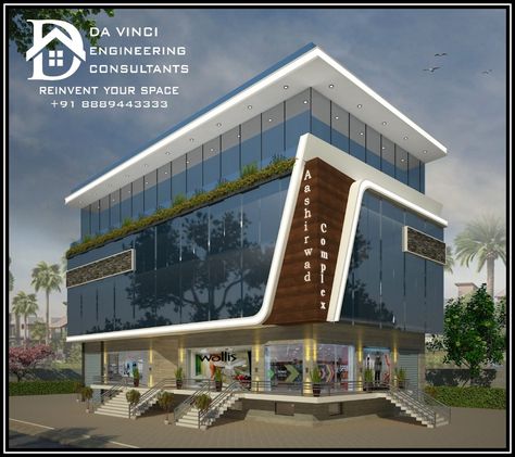 Commercial Elevation Design, House Elevation Designs, Commercial Elevation, Home Elevation, Building View, Building Front Designs, Pvc Sheet, Commercial Design Exterior, 3d Elevation