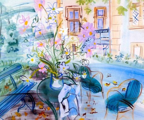 Our House at Montsaunes -  Raoul Dufy 1943  Watercolour Raoul Dufy, Fauvism, Art Et Illustration, Arte Inspo, Exhibition Poster, Henri Matisse, Our House, Art Moderne, Van Gogh