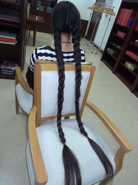 Beautiful long twin braids. Almost always wear my hair this way. I wish more women had hair like this and I could blend in more. Long Twin Tails, Twin Braids Hairstyles, Twin Tails Hairstyles, 2 Long Braids, Two Long Braids, Displacer Beast, China Long Hair, Kimetsu Academy, Tail Hairstyle