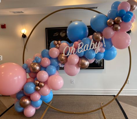 Arch Backdrop Gender Reveal, Gender Reveal Balloon Circle Arch, Pink Blue Gender Reveal Decor, Gender Reveal Circle Backdrop, Pink And Blue Background Gender Reveal, Hello 40, Round Arch, Balloon Gift, Balloon Art