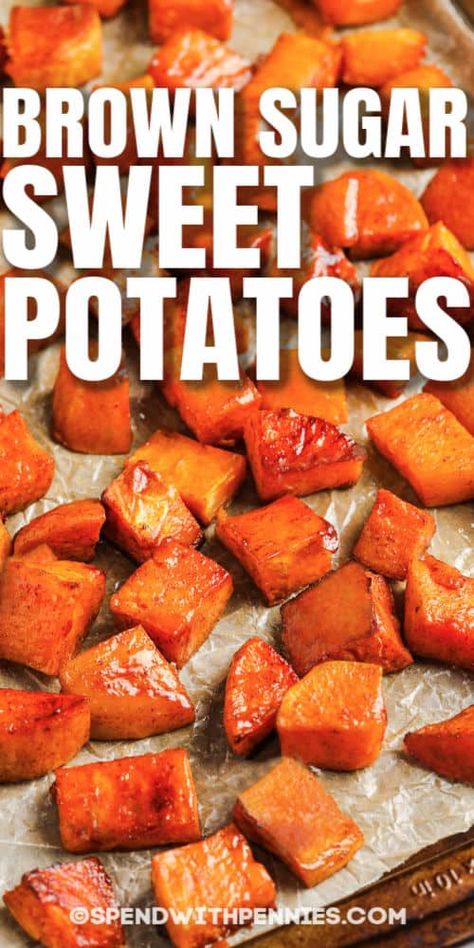 Roasted Sweet Potatoes With Marshmallows, Roasted Sweet Potatoes With Brown Sugar, Brown Sugar Roasted Sweet Potatoes, Ways To Prepare Sweet Potatoes, Pan Seared Sweet Potatoes, Recipes Using Frozen Sweet Potatoes, Diced Sweet Potatoes Baked, Frozen Sweet Potato Recipes, Fried Sweet Potatoes