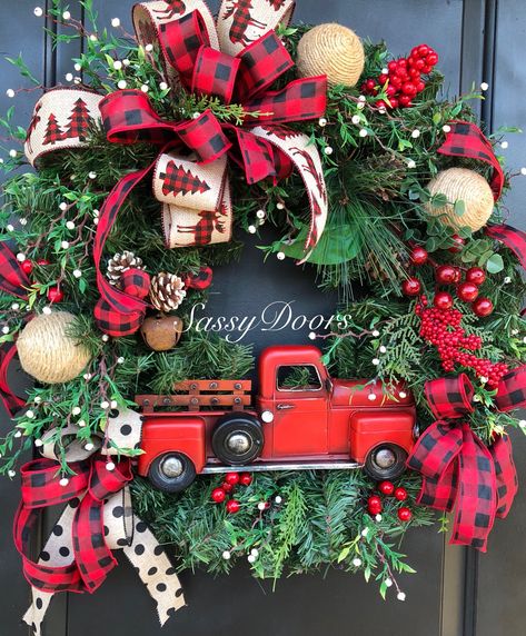 Red Truck Wreath, Buffalo Plaid Christmas Wreath, Rustic Christmas Wreath, Red Truck Christmas Wreath, Christmas Wreath For Front Door, Rustic Wreath, Christmas Decor, Home and Living, Christmas Decor, Christmas Door, Traditional Christmas, SassyDoorWreath****** A Sassy Doors Original Design******* Red Truck Wreath, Buffalo Plaid Christmas Decor, Truck Wreath, Red Truck Christmas, Burlap Christmas Wreath, Rustic Christmas Wreath, Plaid Christmas Decor, Christmas Red Truck, Elegant Christmas Decor