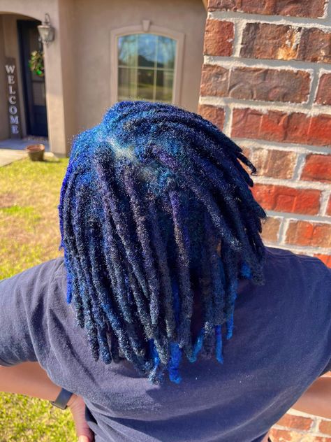 Blue Locs, Blue Dreadlocks, Dyed Dreads, Blue Dreads, Dreadlock Hairstyles For Men, Short Locs Hairstyles, Dreadlock Style, Dreadlock Styles, Hair Therapy