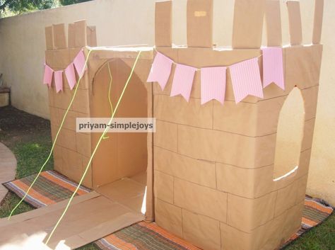 DIY Cardboard Castle Cardboard Box Castle, Castle Diy, Princess Pirate, Cardboard Crafts Decoration, Cardboard Castle, Knight Party, Princess Birthday Party Decorations, Cardboard Box Crafts, Cardboard Toys