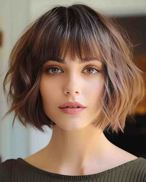 20 Cutest Chin-Length Layered Hair Ideas to See Before Your Next Salon Appointment French Bobs, Best Bangs, Chin Length Haircuts, Choppy Bob Hairstyles, Chin Length Hair, Bob Hairstyles For Fine Hair, Haircuts For Fine Hair, Short Hair Haircuts, Short Hair With Bangs