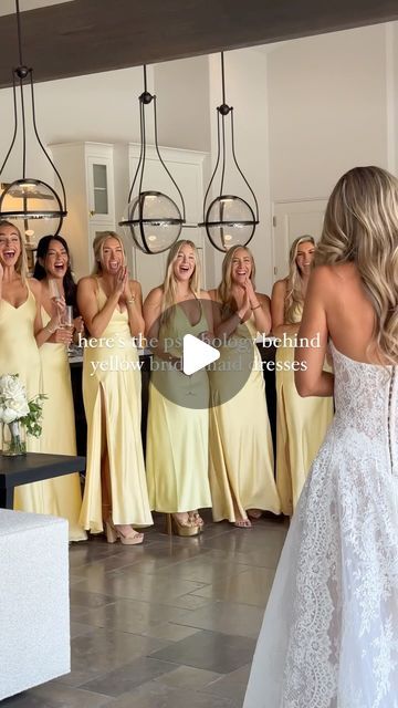 BTS Bride | Behind The Scenes Wedding Content Creators on Instagram: "@katieaustin’s bridesmaids were absolute sunshine in their yellow dresses! They brought their bride the best energy for her wedding day and guests kept saying that they reminded them of the iconic yellow dress from How To Lose a Guy in 10 Days!  Couple | @katieaustin @lane_armstrong  Planning | @coj_events BTS Content Creator | @thebtsbride Photographer | @valoriedarling Videographer | @katepervak Florals + Design | @luna_design_studios Makeup | @alyssamarie.beauty Hair | @itsbeccamader Bride’s Dress | @danahareldesign Bridesmaid Dresses | @showmeyourmumu" Yellow Dress Makeup, Bridesmaid Dresses Yellow, Yellow Bridesmaid, Wedding Content, Studio Makeup, Yellow Bridesmaid Dresses, Yellow Dresses, Yellow Bridesmaids, Design Studios