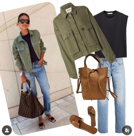 How To Wear A Green Jacket, Khaki Parka Outfit, Green Denim Jacket Outfits, Army Green Jacket Outfit, Outfit Bogota, Khaki Jacket Outfit, Green Jacket Outfit, Parka Outfit, Khaki Parka