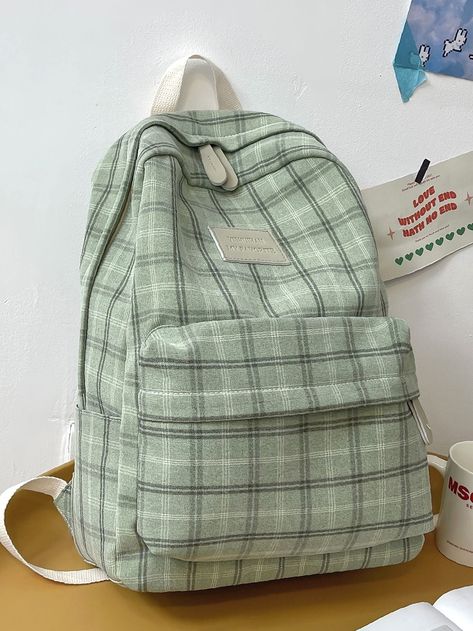 Cute Backpacks For Highschool, Cute Jansport Backpacks, Fall Backpack, High School Backpack, Preppy Bags, Plaid Backpack, Stylish School Bags, Backpack Essentials, Aesthetic Backpack