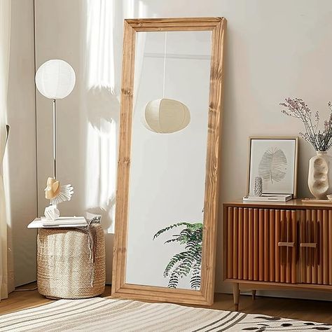 Amazon.com: ABSWHLM Full Length Mirror 65"x24" Solid Wood Frame Floor Large Mirror for Living Room, Bedroom Hanging Standing or Leaning Wall-Mounted, Brown : Home & Kitchen Mirror For Living Room, Floor Length Mirror, Long Mirror, Body Mirror, Wooden Mirror, Living Room Mirrors, Length Mirror, Bedroom Mirror, Full Length Mirror