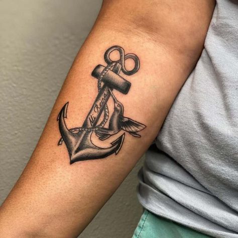 Hummingbird And Anchor Tattoo, Meaning Of Anchor Tattoo, Anchor Sleeve Tattoo, Wings Tattoo Meaning, Compass Tattoo Meaning, Anchor Tattoo Meaning, Sailboat Tattoo, Hope Tattoo, Tattoo On Shoulder