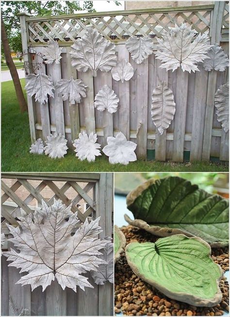 15 Creative Cement Projects For The Garden Cement Leaves, Cement Projects, Concrete Leaves, Cement Garden, How To Make Decorations, Concrete Diy Projects, Concrete Crafts, Concrete Projects, Concrete Garden