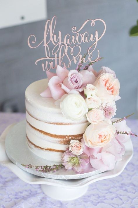 Cake Designs With Flowers, Bridal Shower Weekend, Traveling From Miss To Mrs, Cake Bridal Shower, Travel Theme Bridal Shower, Bride Cake, Bachelorette Cake, Bridal Shower Desserts, Blush Bridal Showers