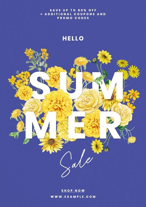 Summer Sale Poster, Poster Template Free, Botanical Collage, Best Templates, Poster Template, Summer Sale, Social Media Template, Creative Studio, Design Resources