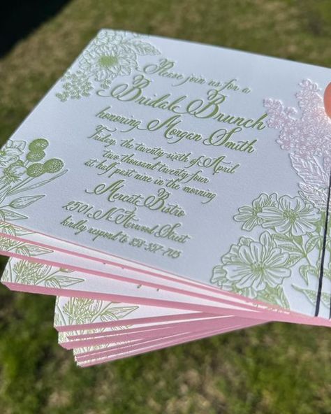 Magnolia Boone Paperie on Instagram: "Never getting over these bridal luncheon invitations! Deep fluffy letterpress and edge painting 🩷" Bridal Luncheon Ideas, Bridal Luncheon Invitations, Luncheon Ideas, Bridal Luncheon, Getting Over, Invitation Ideas, March 30, Throw A Party, Paper Products