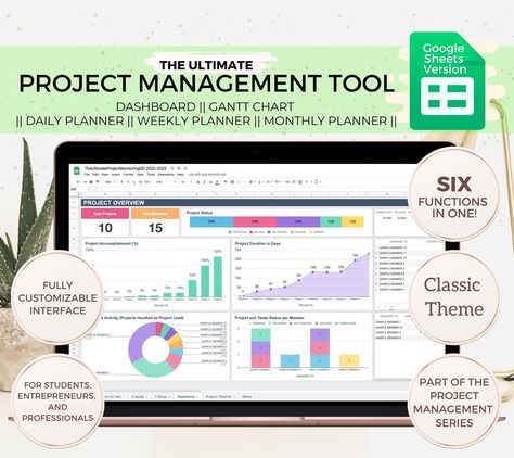 Google Sheets is a powerful tool that can revolutionize project management and planning by providing an easy-to-use spreadsheet interface for tracking tasks, deadlines, budgets, and more. With its intuitive design and robust features, Google Sheets allows teams of any size to collaborate on projects with ease, ensuring everyone stays informed and aligned throughout the process. Whether you're a small business owner or a large corporation looking Project Management Tracker, Free Google Sheets Templates, Project Management Templates Excel, Spreadsheet Ideas, Google Sheets Dashboard, Google Sheets Templates, Project Tracker, Girl Boss Planner, Project Dashboard