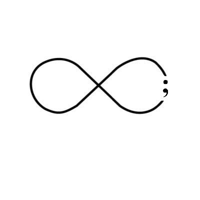 Tattoo Of Semicolon, Infinity Tattoo Semicolon, Infinity With Semicolon, Infinity Semi Colon, Infinity And Semicolon Tattoo, Infinity Tattoo With Semi Colon, Things To Draw On Your Wrist, Minimalist Semicolon Tattoo, Star Semicolon Tattoo