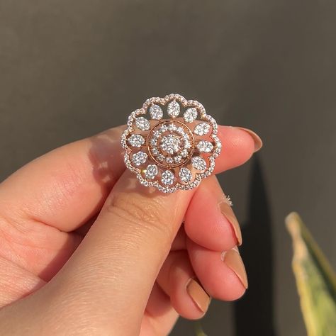 Discover Elegance within Reach 💍✨ Check out our Floral Cocktail Diamond Ring, crafted with precision and passion. To order, DM us on Instagram or WhatsApp at 9899499980. 🏷️ Priced ₹75,000 only 📲 To order - DM on Instagram or WhatsApp at 9899499980 💳 Payment modes - Bank transfer, Paytm, GPay, UPI, Cards, COD 🚚 Free delivery all over India 💎 IJ SI Natural diamonds 🌟 Made in 14Kt Hallmarked Gold #diamondring #diamond #marryme #diamondengagementring #ringbling #weddingbands #diamondrings #ring... Cocktail Diamond Ring Designs, Cocktail Rings Diamond, Cocktail Diamond Ring, Cocktail Ring Designs, Fancy Diamond Ring, Antique Gold Rings, Real Diamond Earrings, Diamond Jewelry Earrings, Ring Cuts