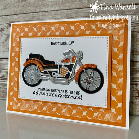 Happy Birthday Motorcycle, Legendary Ride, Outdoor Card, Bike Card, Metallic Orange, Masculine Birthday Cards, Boy Cards, On The Ocean, Birthday Cards For Men