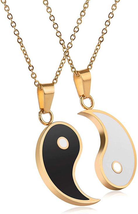 Amazon.com: Yin and Yang necklace, personalized engraved stainless steel gold-plated puzzle pendant jewelry, suitable for couples necklaces with adjustable chains : Clothing, Shoes & Jewelry Kalung Couple, Yin And Yang Necklace, Couple Chain, Yin Yang Fish, Couples Necklaces, Yin Yang Pattern, Yin Yang Bracelet, Couples Necklace, Yin Yang Necklace