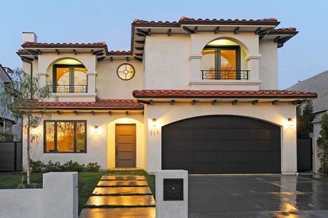 Red Tile Roof, Clay Tile Roof, White Stucco House, Spanish Colonial Decor, House Elevations, Stucco House, Red Roof House, Remodel House, Castle House Design